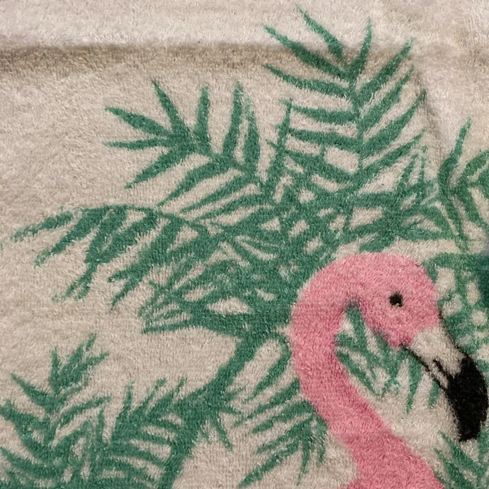 RA BRIGGS VINTAGE 2 PIECE TOWEL SET BATH TOWEL & WASHCLOTH FLAMINGO PRINT